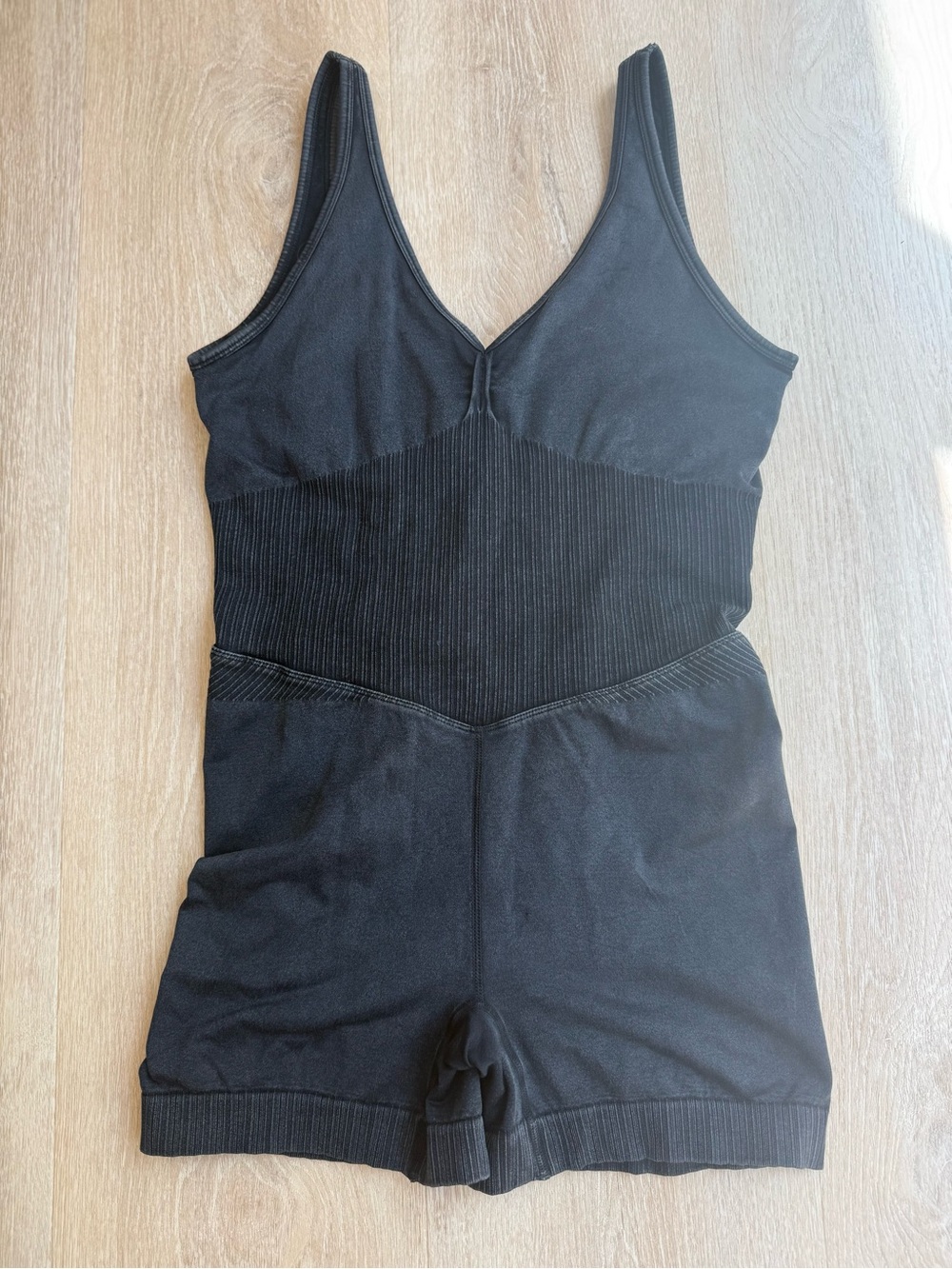 JoyLab Black Ribbed Women’s One-Piece Active Romper